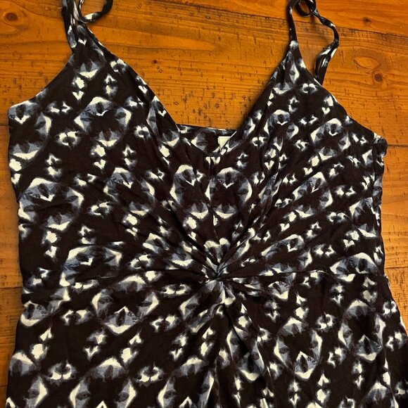 Ruched Front Abstract Print Midi Dress - Picture 2 of 7